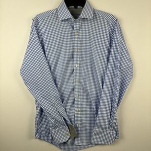 Twillory Blue Plaid Button Up Tailored Fit Shirt Sz M 15 34 35 The Hustle